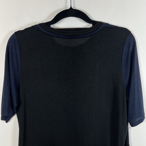 Vince stretch black navy blue V-neck Stretch tunic knit blouse Women’s size S - Picture 9 of 10